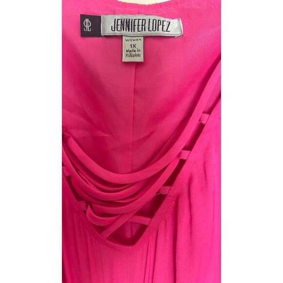 Jennifer Lopez Pink cold shoulder strappy sundress 1X  New - Picture 8 of 11